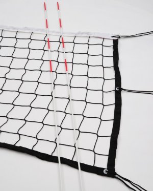 Čierna sieť na volejbal, vystužená páskou (s anténkami)
